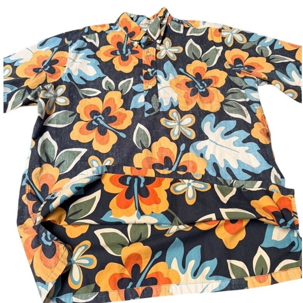 Reyn Spooner Reverse Print Hawaiian Shirt Men L Hibiscus Bold Pullover Y2K